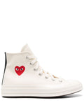 Comme Des Garcons Iconic Heart-Embroidered Canvas Sneaker — White