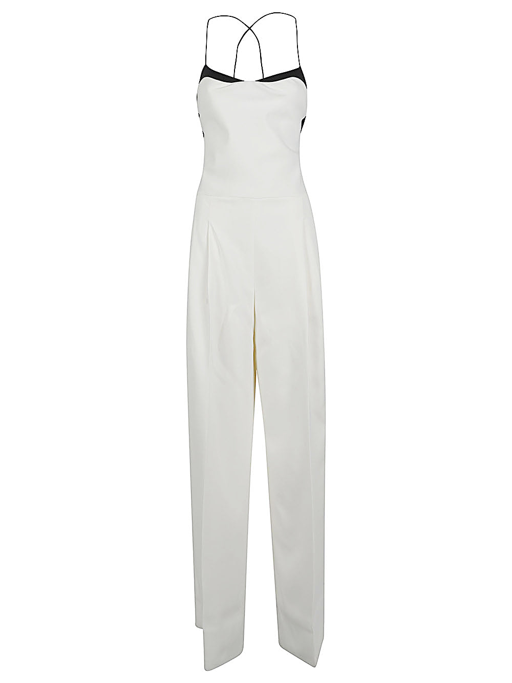 Tom Ford Silk Camisole with Geometric Contrast Jumpsuit — Cream