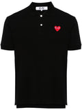 Comme Des Garcons Logo-Embroidered Cotton Polo — Black