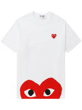 Comme Des Garcons Heart-Embroidered Cotton T-Shirt — White
