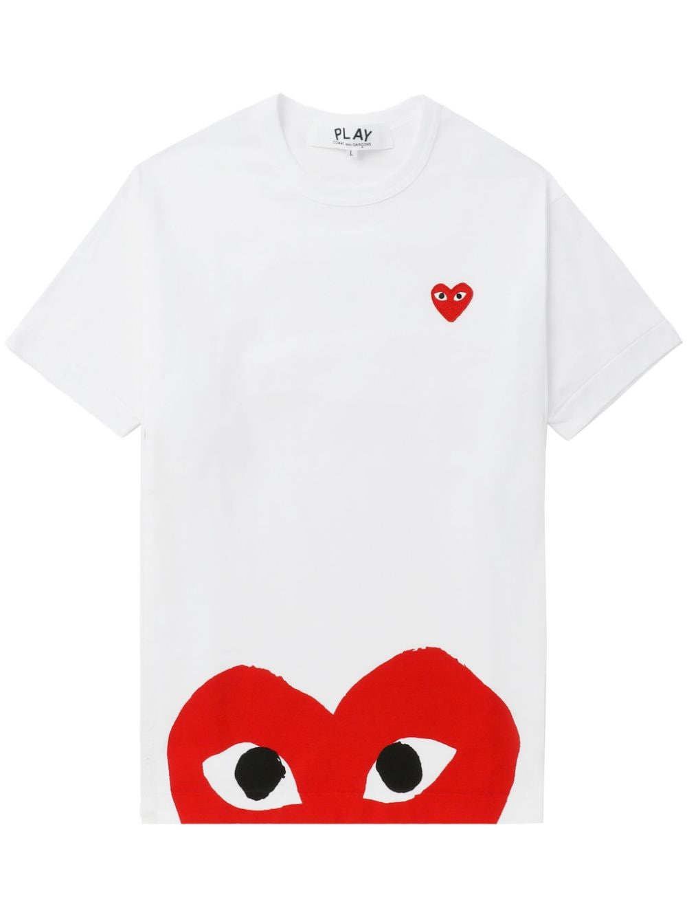 Comme Des Garcons Heart-Embroidered Cotton T-Shirt — White