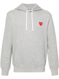 Comme Des Garcons Red Heart Embroidered Hoodie — Gray