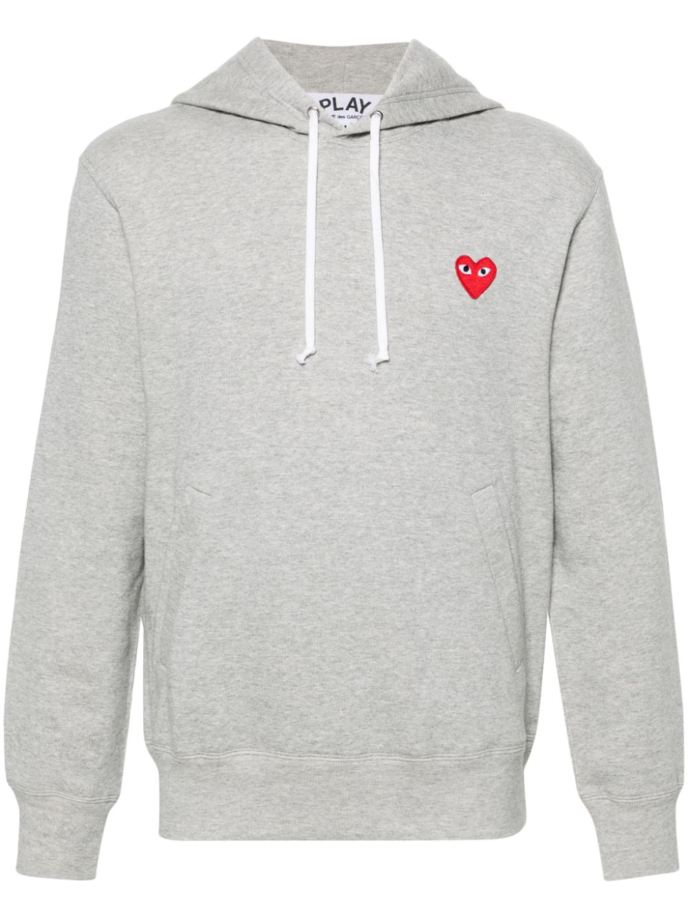 Comme Des Garcons Red Heart Embroidered Hoodie — Gray