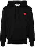 Comme Des Garcons Signature Heart-Patch Cotton Hoodie — Black