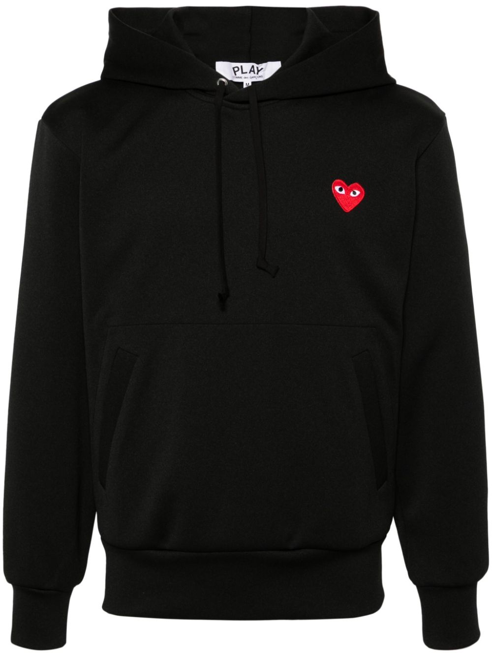Comme Des Garcons Signature Heart-Patch Cotton Hoodie — Black