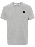 Comme Des Garcons Signature Heart-Patch Cotton T-Shirt — Grey