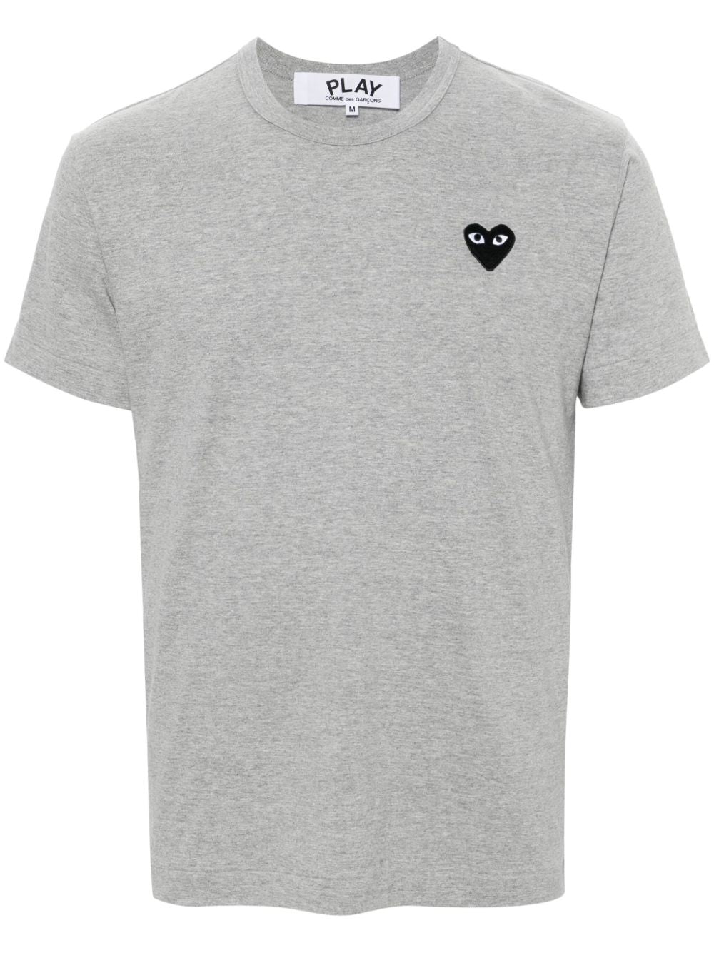 Comme Des Garcons Signature Heart-Patch Cotton T-Shirt — Grey