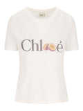 Chloé Logo-Print Cotton T-Shirt — Cream