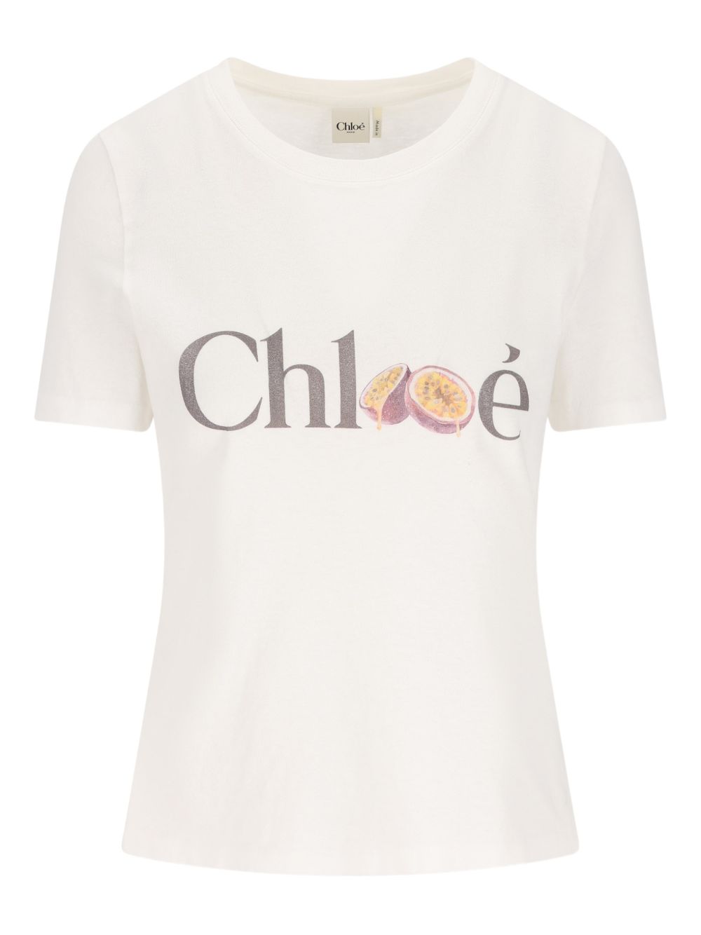 Chloé Logo-Print Cotton T-Shirt — Cream