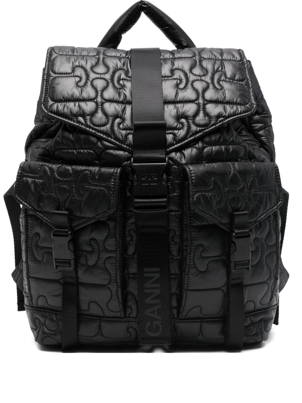 Ganni Quilted Nylon Backpack — Black