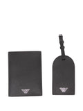 Emporio Armani Recycled Saffiano Leather Travel Wallet — Black