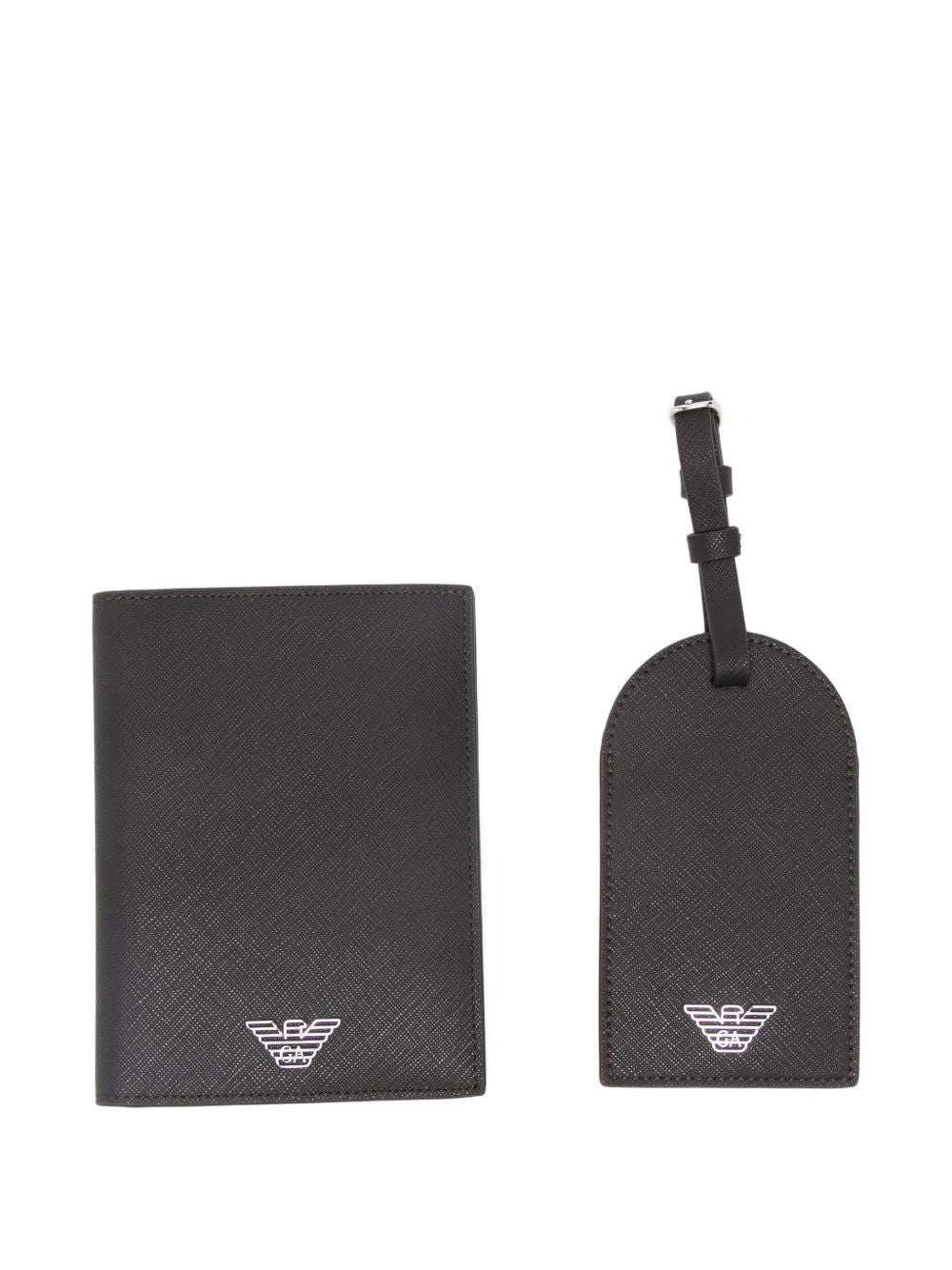 Emporio Armani Recycled Saffiano Leather Travel Wallet — Black