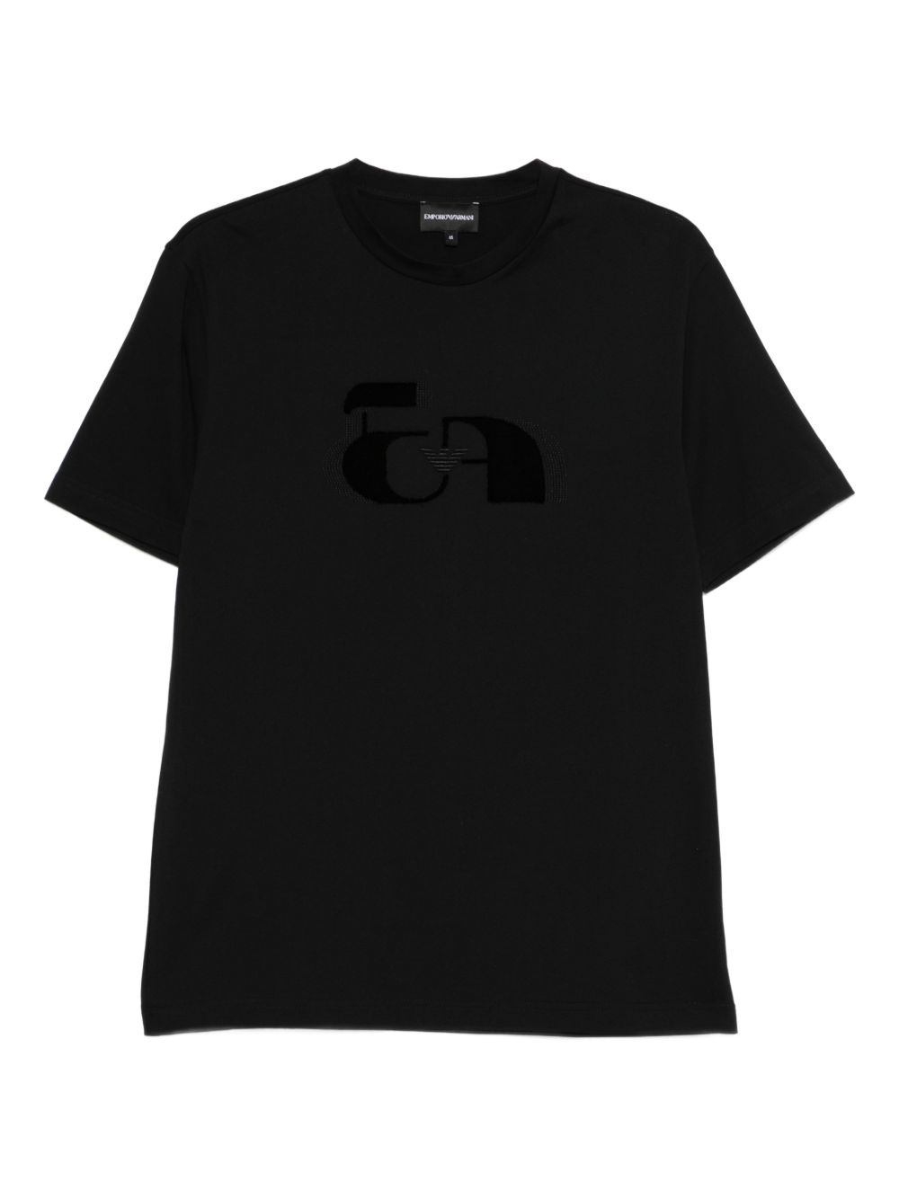 Emporio Armani Tonal Logo-Printed Cotton T-Shirt — Black