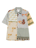 Paul Smith Patchwork Botanical-Print Cotton Shirt — Grey