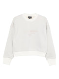 Emporio Armani Lurex Logo-Embroidered Sweatshirt — White