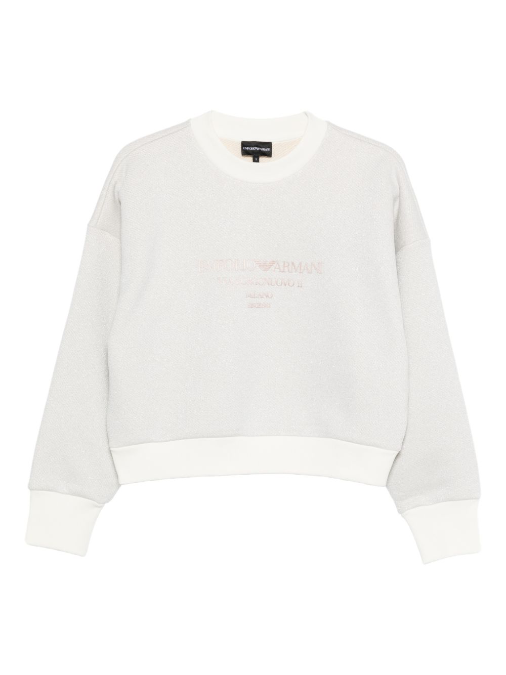 Emporio Armani Lurex Logo-Embroidered Sweatshirt — White