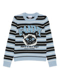 Ganni Striped Jacquard Sweater — Blue