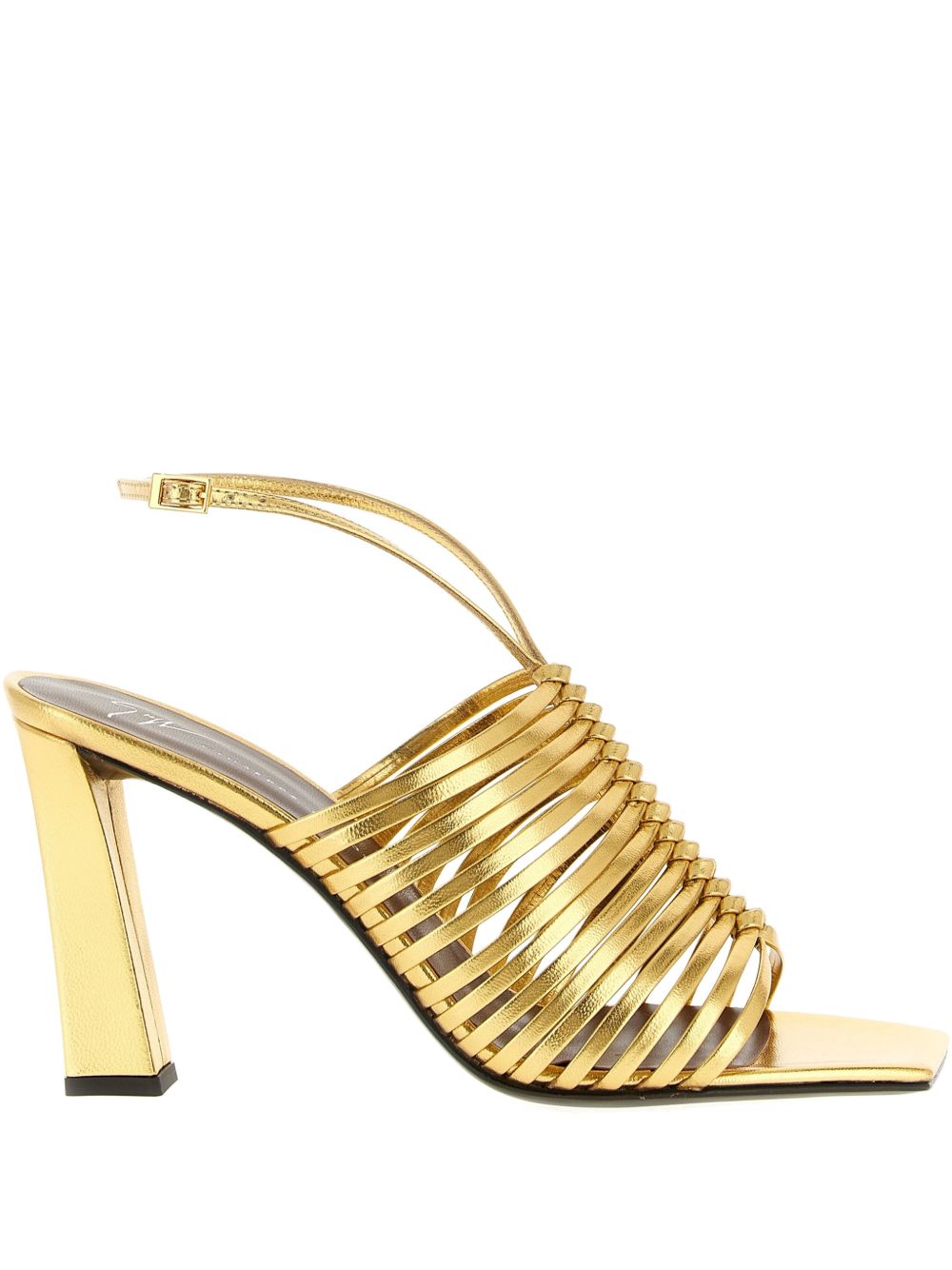 Giuseppe Zanotti Metallic Leather Strappy Heel — Gold