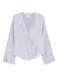 Forte Forte Silk Satin Wrap Blouse — Lavender