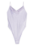 Forte Forte Silk Satin Ruched Bodysuit — Lilac