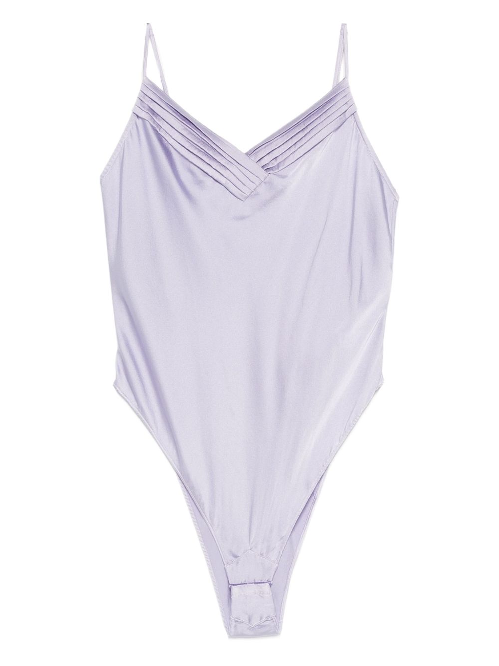 Forte Forte Silk Satin Ruched Bodysuit — Lilac