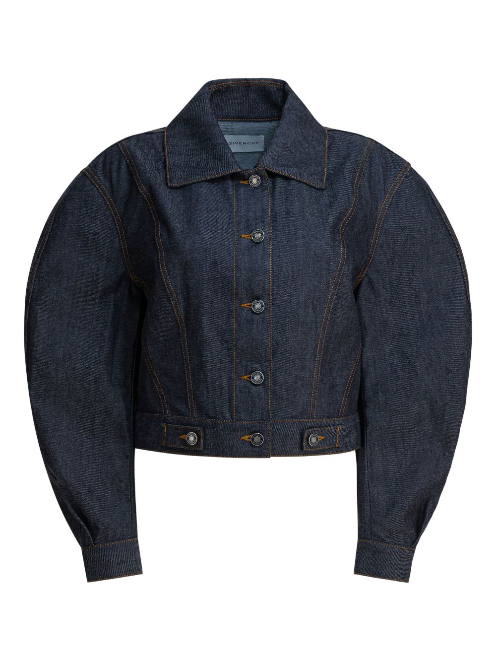 Givenchy Balloon-Sleeve Denim Jacket — Navy