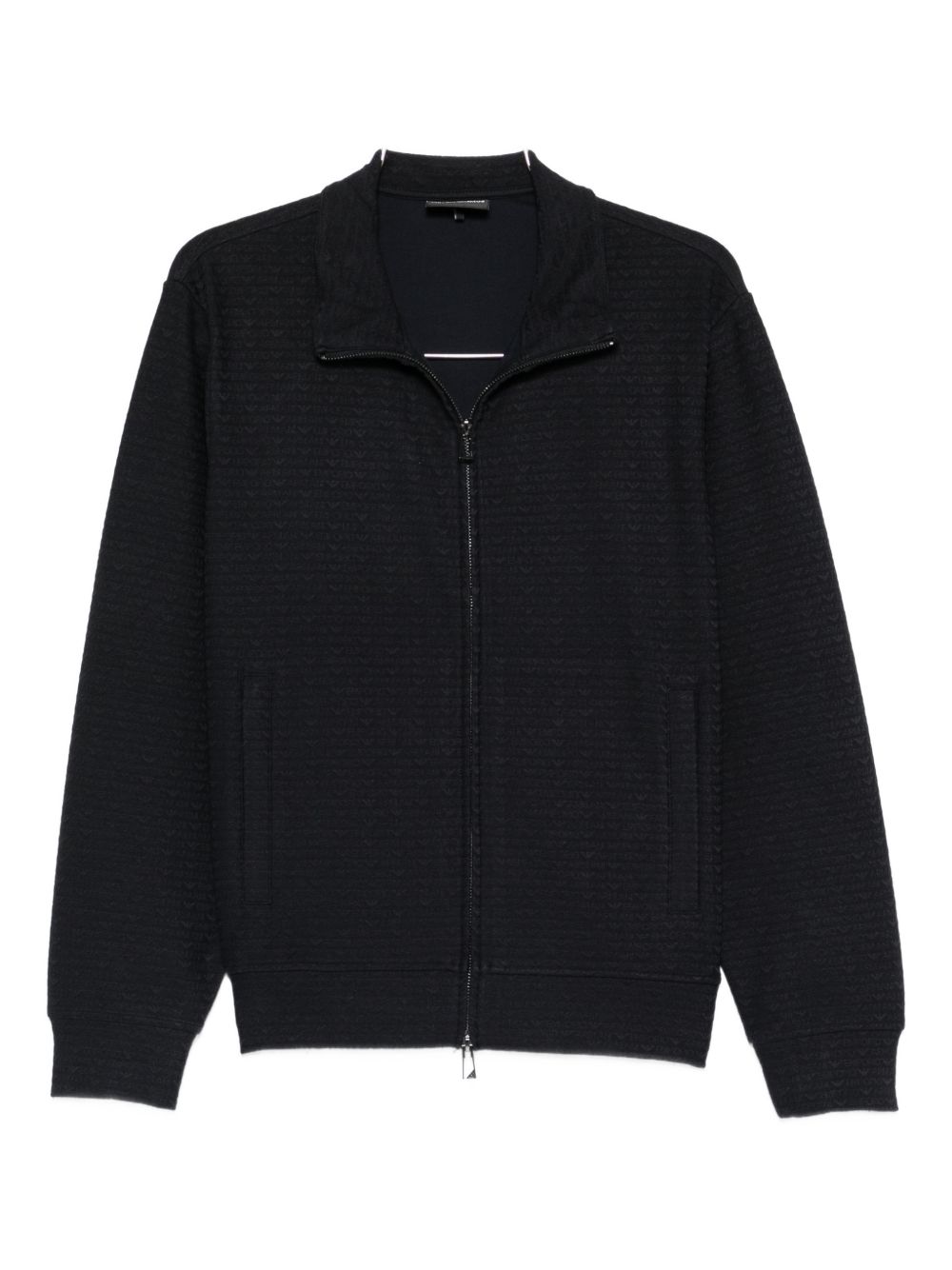 Emporio Armani Cotton-Blend Zipped Sweatshirt — Black
