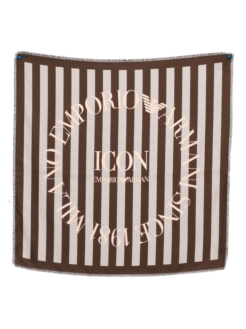 Emporio Armani Icon Logo-Print Silk Scarf — Brown