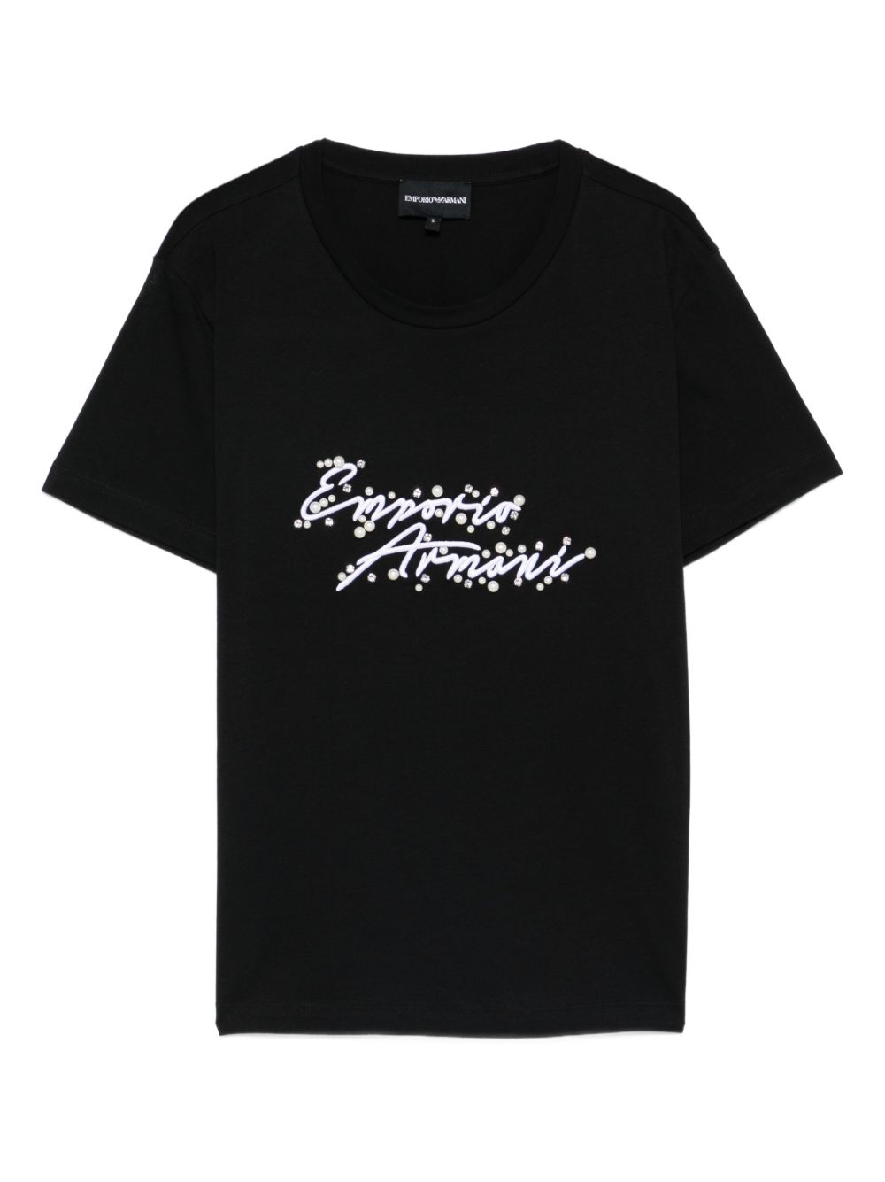 Emporio Armani Logo-Embellished Cotton T-Shirt — Black