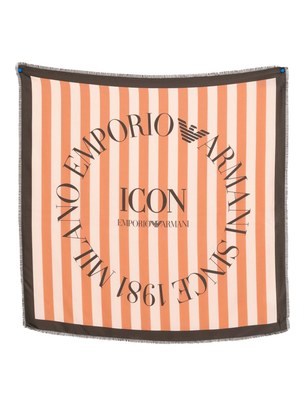 Emporio Armani Icon Logo-Print Silk Scarf — Coral