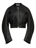 MM6 Maison Margiela Leather-Effect Bomber Jacket — Black