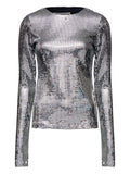 MM6 Maison Margiela Metallized Grid-Pattern Top — Silver