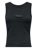 MM6 Maison Margiela Logo-Plaque Ribbed Tank Top — Black