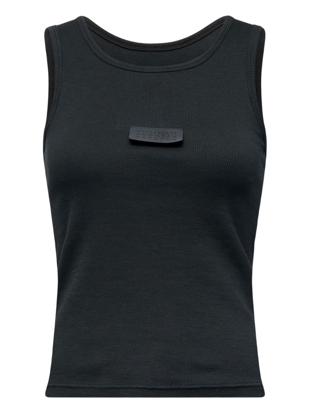 MM6 Maison Margiela Logo-Plaque Ribbed Tank Top — Black