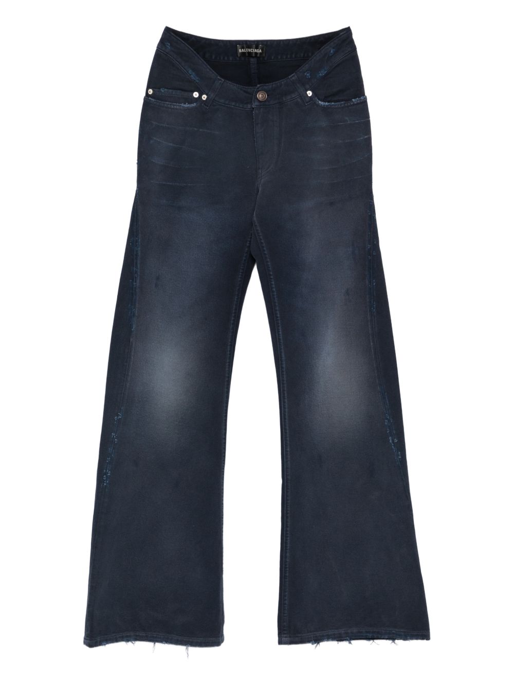 Balenciaga Frayed-Hem Denim Jeans — Navy