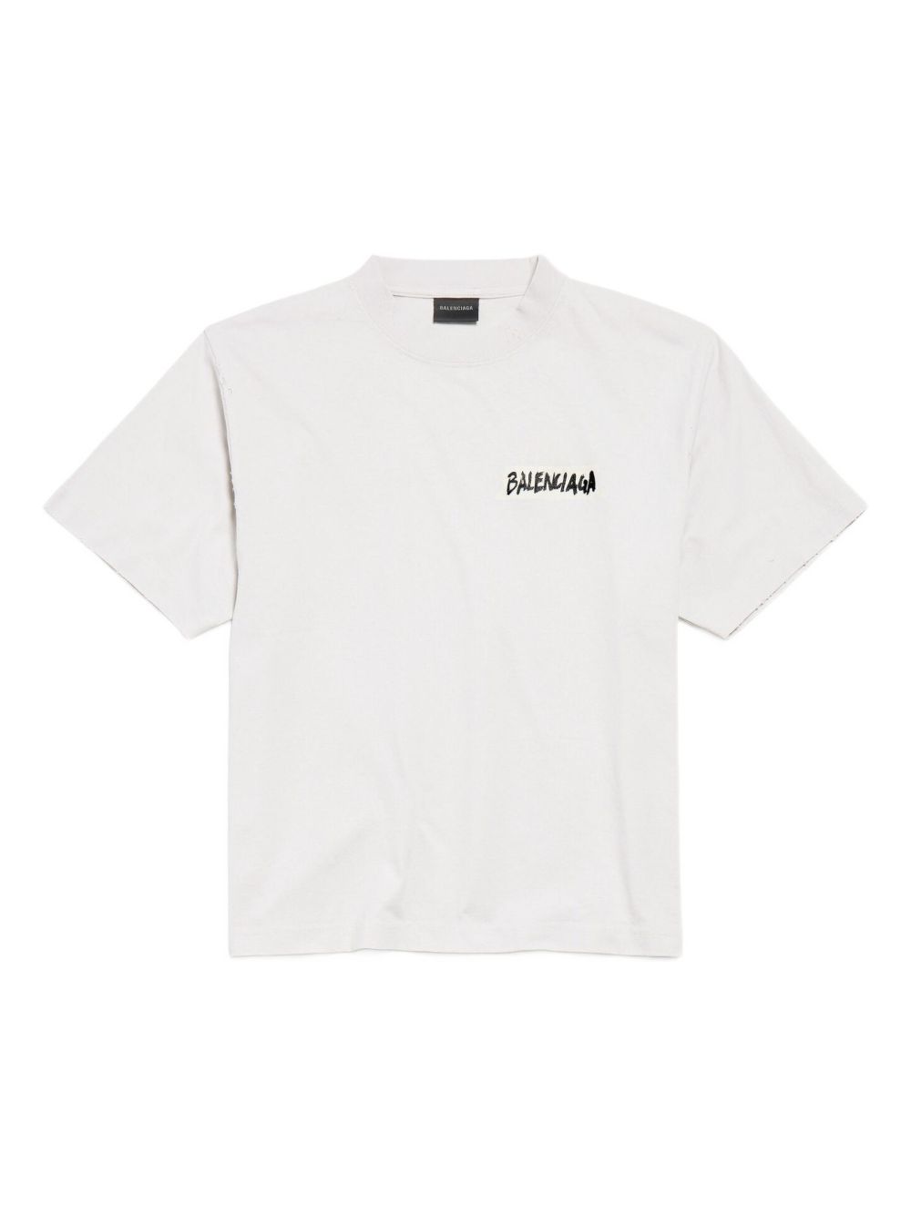 Balenciaga Logo-Embroidered Crew-Neck T-shirt — White