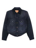 Balenciaga Curved-Waistband Denim Jacket — Dark blue