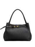 Tod'S Leather Top Handle Shoulder Bag — Black