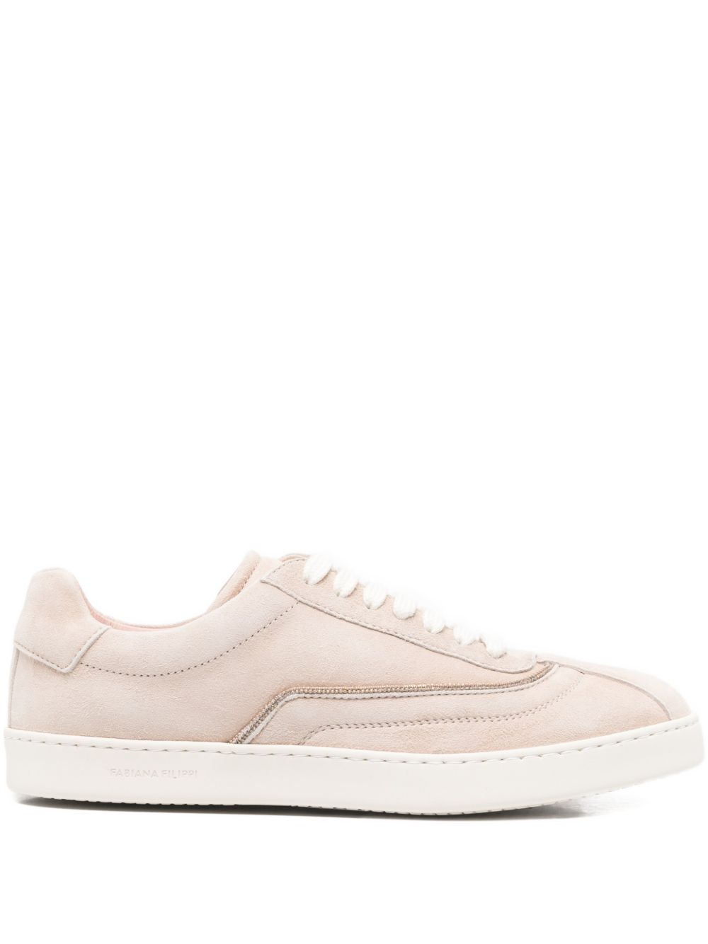 Fabiana Filippi Suede Lace-Up Sneakers — Cream