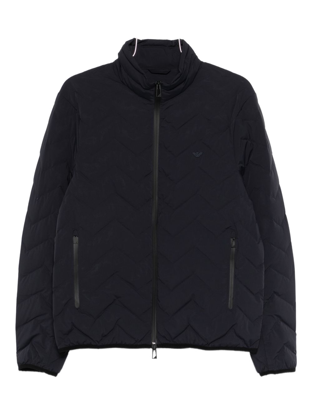 Emporio Armani Chevron Quilted Nylon Down Jacket — Black