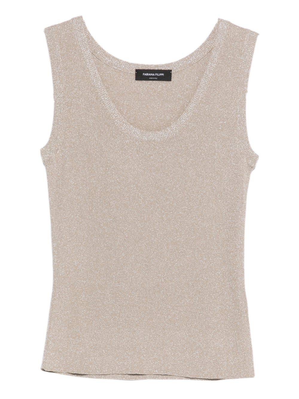 Fabiana Filippi Metallic Knit Tank Top — Champagne