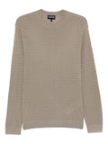 Emporio Armani Textured Wool Crewneck Sweater — Beige