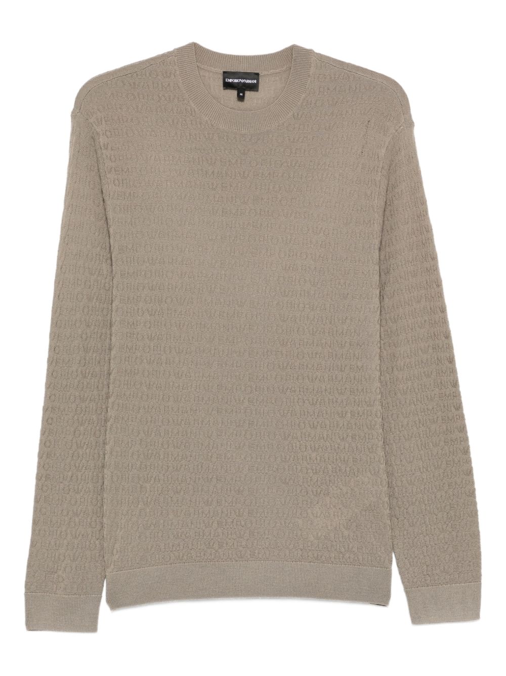 Emporio Armani Textured Wool Crewneck Sweater — Beige