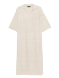 Fabiana Filippi Wool-Cotton V-Neck Dress — Beige