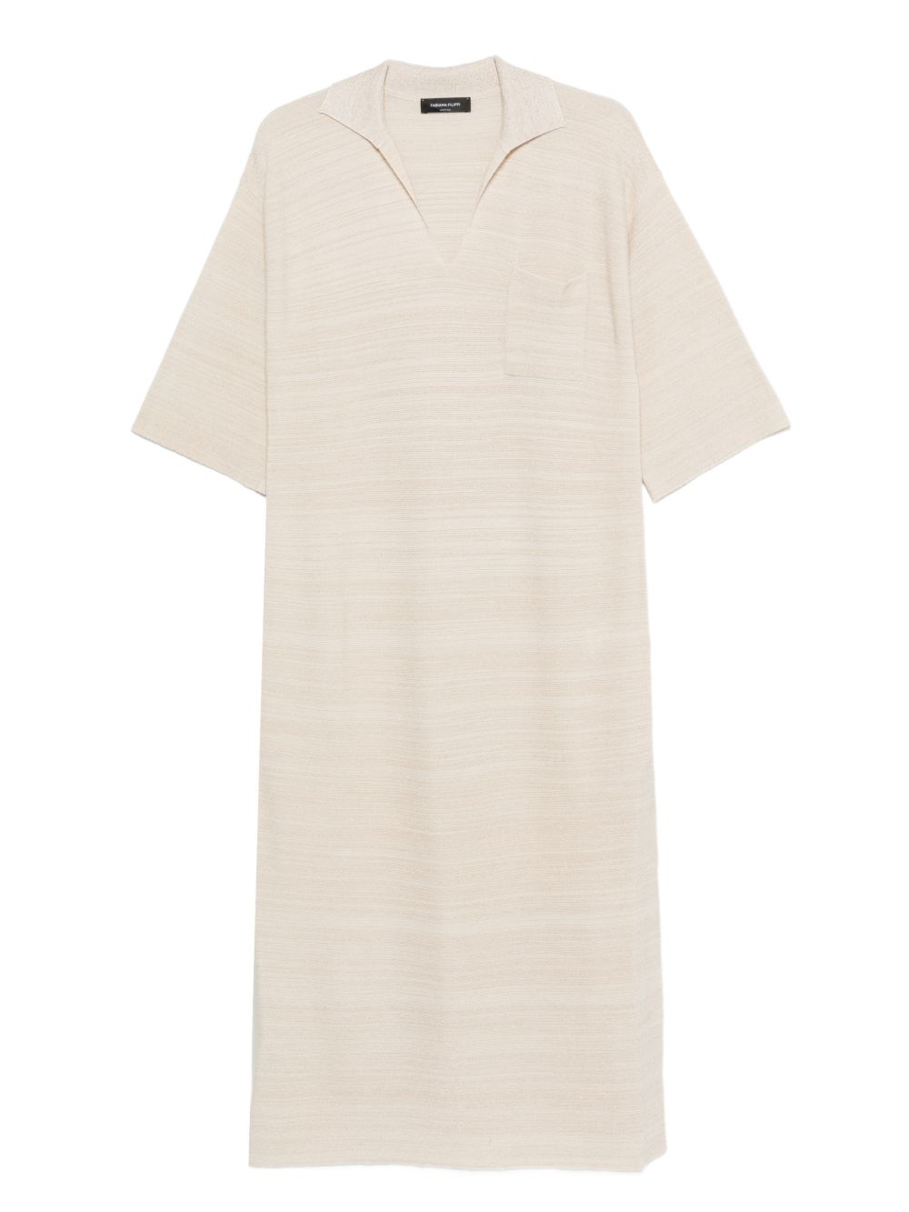 Fabiana Filippi Wool-Cotton V-Neck Dress — Beige
