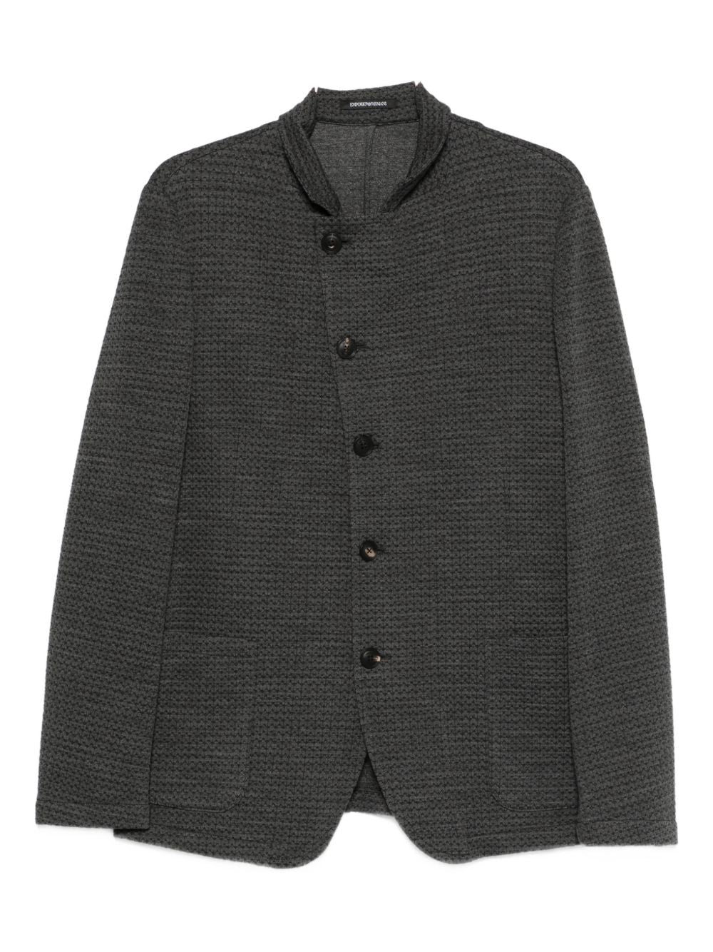 Emporio Armani Textured Wool Blend Blazer — Charcoal