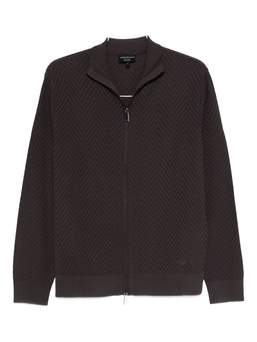 Emporio Armani Chevron-Patterned Cardigan — Black
