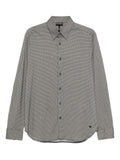 Emporio Armani Cotton-Blend Geometric Pattern Shirt — Gray