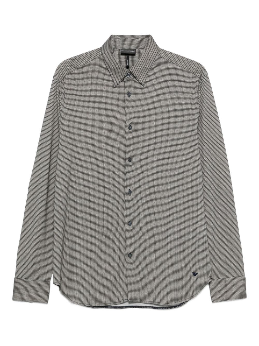 Emporio Armani Cotton-Blend Geometric Pattern Shirt — Gray