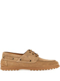 Tod'S Suede Lace-Up Boat Shoe — Camel